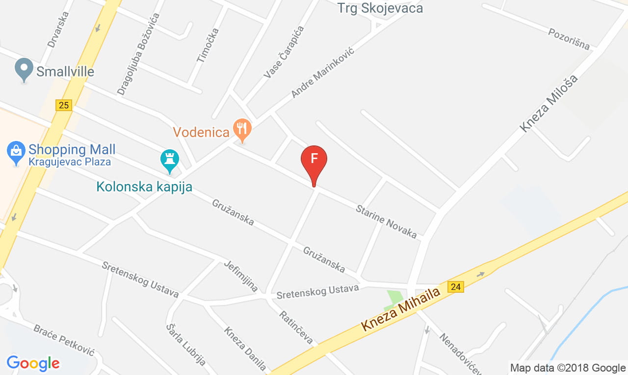 Mapa Restoran Vodenica, Adresa: Starine Novaka 56, Lokacija Kragujevac