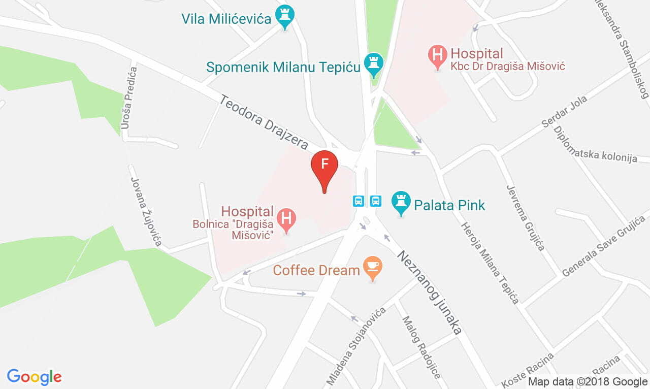 Kontakt, Mapa Bolnica Dr Dragisa Misovic, Adresa Bulevar kneza