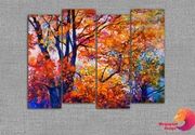 Slika iz 4 dela "Jesen crveno lišće" 90x30cm x 4