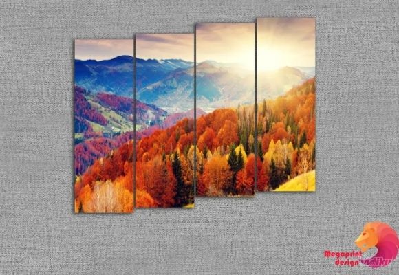 Slika iz 4 dela "Jesen planina" 90x40cm x 4