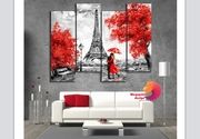 Slika iz 4 dela "Paris red" 30x100cm x 4