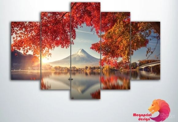 Slika iz 5 delova "Planina crveno lišće" 30x80, 30x90, 30x100, 30x90, 30x80cm