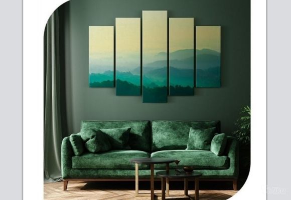 Slika iz 5 delova "Green mountains" 30x80, 30x90, 30x100, 30x90, 30x80cm