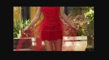 Crvena mini suknja sa tilom do zemlje, za svečane prilike: mature, svadbe, žurke