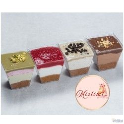 Desertne čaše 200ml x 4kom u kutiji (cheesecake pistaći, malina, tiramisu, čokolada)