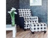 Fotelja Beržera Darijana 3 + tabure (crno-bela)