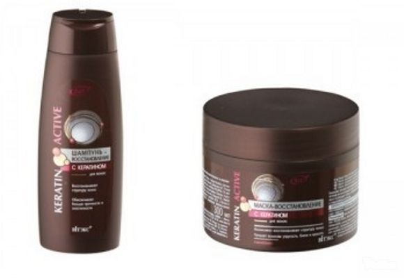Obnavljajući šampon za kosu sa keratinom "Keratin Active" 400 ml + Obnavljajuća maska za kosu sa keratinom "Keratin Active" 300 ml