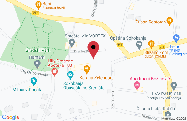 Kontakt Mapa Apartmani Filić Adresa Sokobanja Lokacija Sokobanja 7243