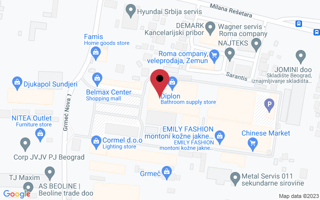 Mapa lokacije firme Diplon oprema za kupatila