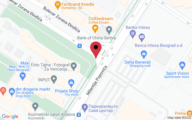 Mapa lokacije firme In Memoriam pogrebna oprema