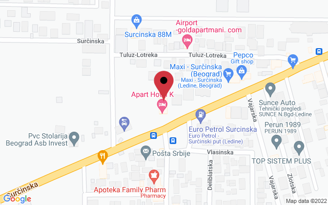 Mapa lokacije firme Tesla Rent a Car doo