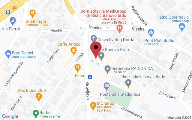 Mapa lokacije firme BB rent a car