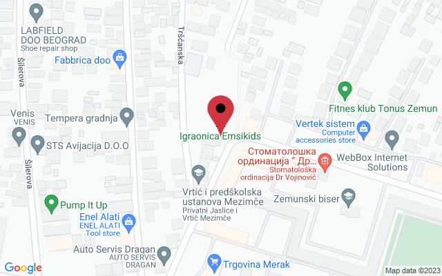 Mapa lokacije firme Emsikids rođendaonica