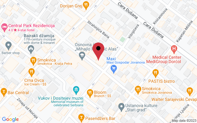 Mapa lokacije firme Stari Grad kafana - prostor za proslave