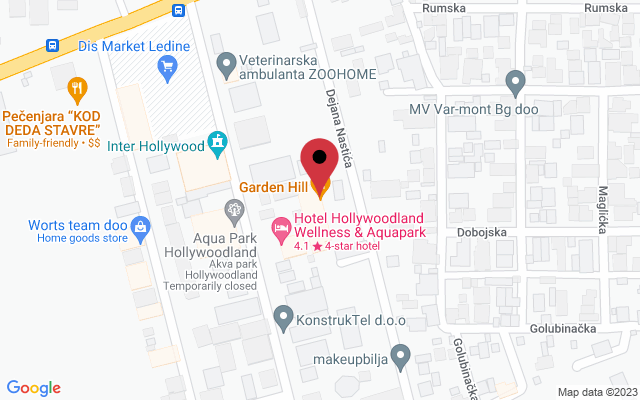 Mapa lokacije firme Garden Hill restoran za venčanja