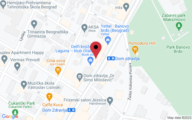 Mapa lokacije firme Dr Lidija Kostić specijalistička stomatološka ordinacija