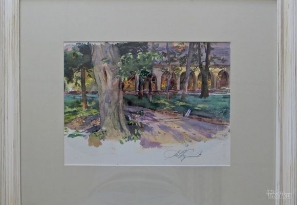 Mihail Kulacic - Akvarel slika Dvoriste - Galerija Spanac