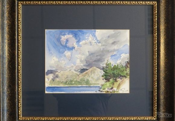 Mihail Kulacic - Akvarel slika Obala sa planinama - Galerija Spanac