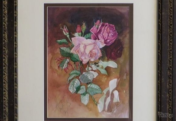 Mihail Kulacic - Akvarel slika Tri ruze - Galerija Spanac