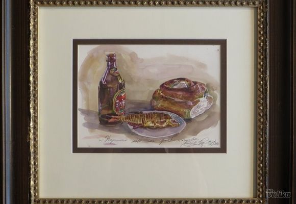 Mihail Kulacic - Akvarel slika Zajecarsko pivo - Galerija Spanac