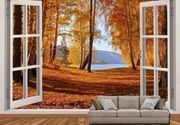 3D Foto Tapete sa dubinom - Jesen na prozoru