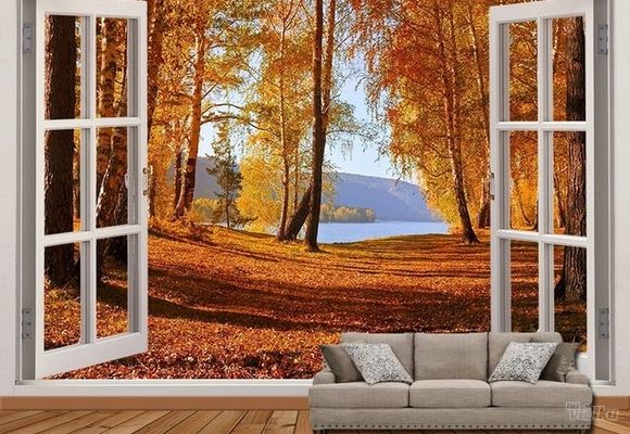 3D Foto Tapete sa dubinom - Jesen na prozoru