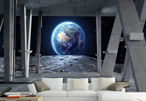 3D Kombinovane Foto Tapete - Pogled sa Zgrade na Zemlju