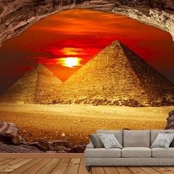 3D Kombinovane Foto Tapete - Pogled iz Pecine na Piramidu