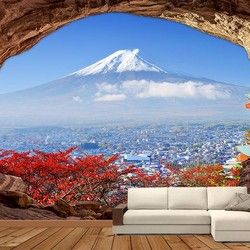 3D Kombinovane Foto Tapete - Pogled iz Pecine na Planinu