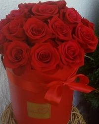 Flower box sa crvenim ruzama