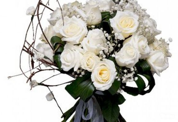 Cvećara online - Buket sa belim ružama
