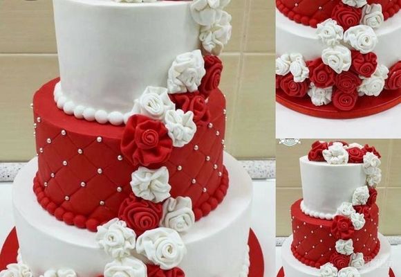 Svadbena torta u crveno beloj boji