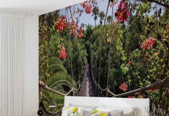 Nature Jungle bridge flowers šuma priroda 3D fototapeta zidni mural foto tapeta