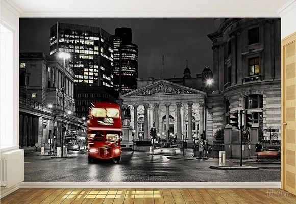 City London Red Bus Double Decker Autobus Grad 3D fototapeta zidni mural foto tapeta
