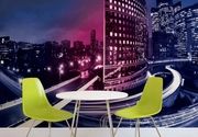 City New York By Night Purple Pink Skyline Grad u boji 3D fototapeta zidni mural foto tapeta