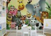 Kids Animal Jungle Tigar Slon Krava Lav Žirafa 3D fototapeta zidni mural foto tapeta