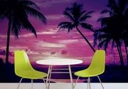 Beach Tropical Sunset Palms Palme More Zalazak Sunca 3D fototapeta zidni mural foto tapeta