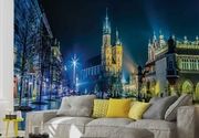 City Krakow by night Krakov grad noću u boji 3D fototapeta zidni mural foto tapeta