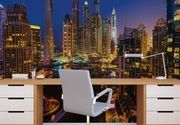 City Dubai Skyline by night grad noću 3D fototapeta zidni mural foto tapeta