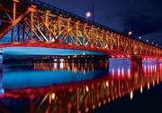 City Bridge reflection by night most grad noću u boji 3D fototapeta zidni mural foto tapeta