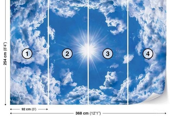 Sky Clouds Sun Nebo Sunce Oblaci 3D fototapeta zidni mural foto tapeta