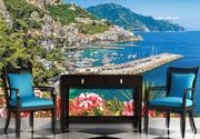 City Amalfi Coast Sea Port Salerno more grad u boji 3D fototapeta zidni mural foto tapeta