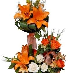 Cveće u narandžastim tonovima - Cvetni aranžman u korpi