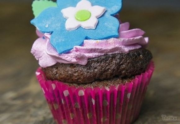 Posni kolači - kapkejk sa plavim cvetom - Torta Ivanjica