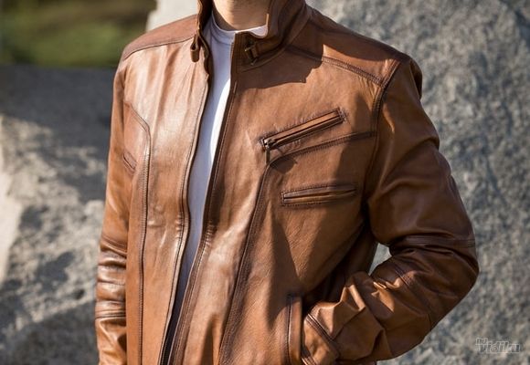 Muška kožna jakna - Morris - svetlo braon - La Force Leather