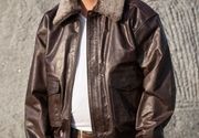 Muška kožna jakna - B-52 - tamno braon - La Force Leather