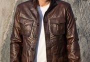 Duže muške kožne jakne - Hugo - tamno braon - La Force Leather