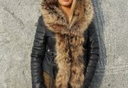 Ženske kožne jakne sa krznom - Stephanie - crna - La Force Leather