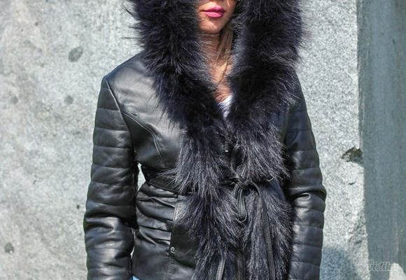 Ženske kožne jakne sa krznom - Stephanie - crna 2 - La Force Leather