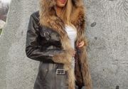 Ženske kožne jakne sa krznom - Isabella - tamno braon - La Force Leather